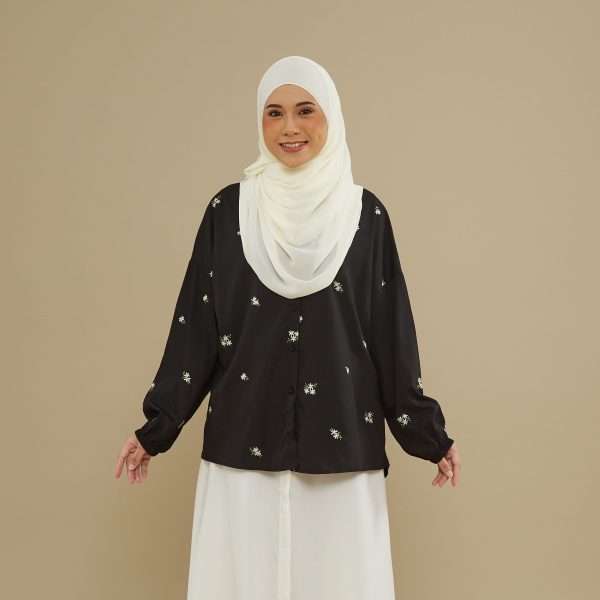 Nafeesa Embroidery Blouse - Black