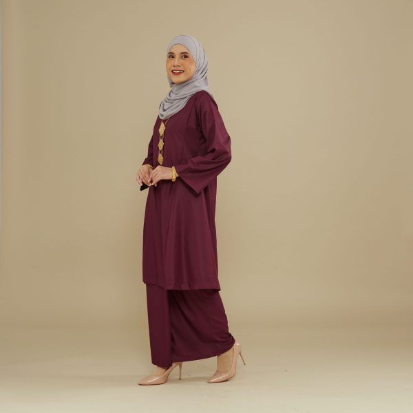 KEMBOJA KURUNG PAHANG - BURGUNDY - Image 2