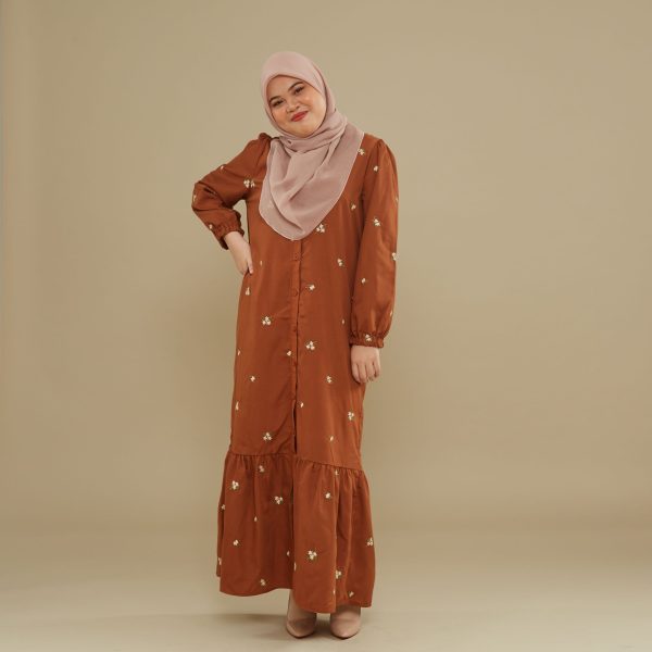 Naeema Embroidery Dress - Caramel