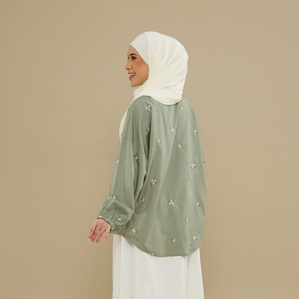 Nafeesa Embroidery Blouse - Green Tea - Image 3