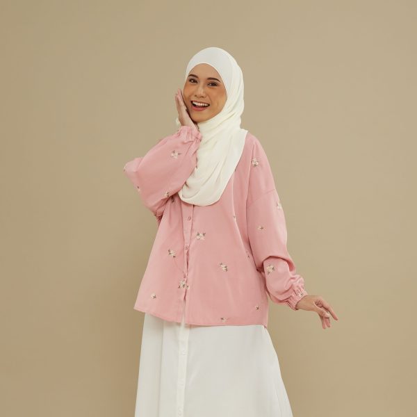 Nafeesa Embroidery Blouse - Soft Pink