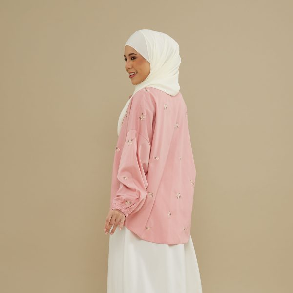 Nafeesa Embroidery Blouse - Soft Pink - Image 3